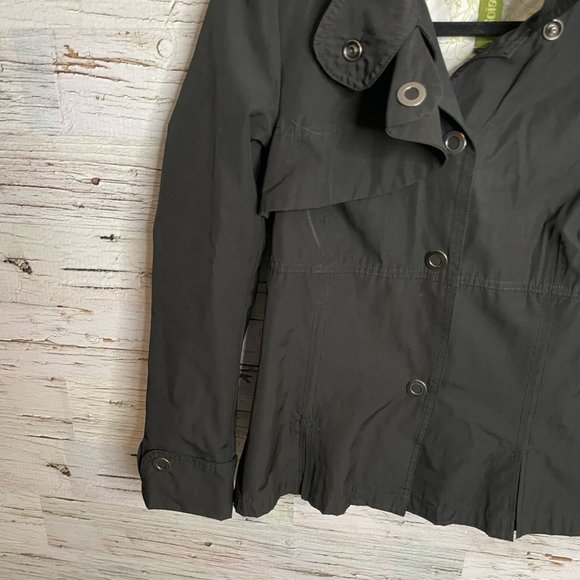 Soia & Kyo Light Jacket Trench Coat Windbreaker Ruffle Short Petite cRop Rain S - Picture 2 of 11